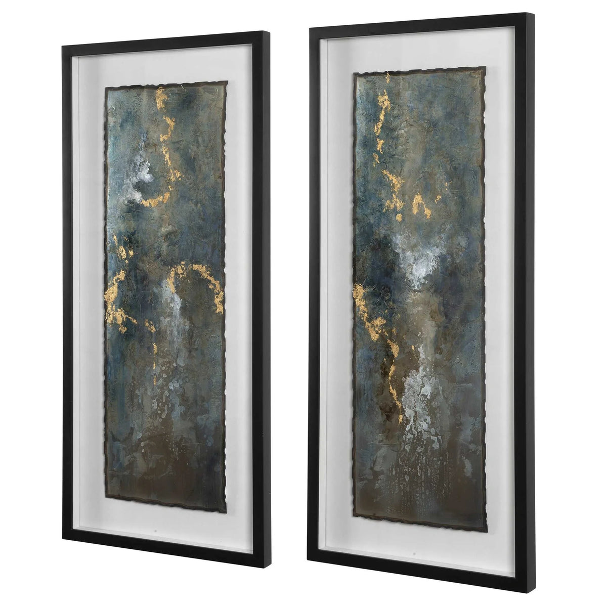 Metal Agate Abstract Prints, Set of 2