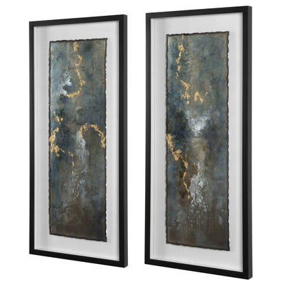 Metal Agate Abstract Prints, Set of 2