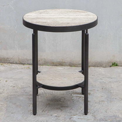 Travertine Side Table