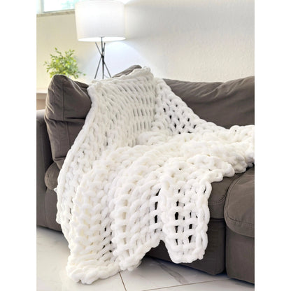 Soft & Chunky Knit Throw Blanket 50X60 (Ivory/White)