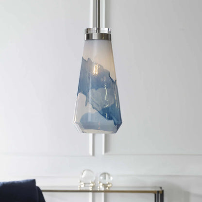 Blue & White 1 Light Mini Pendant