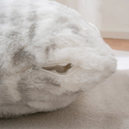 18x18 Soft Grey Faux Rabbit Fur Cushion Cover