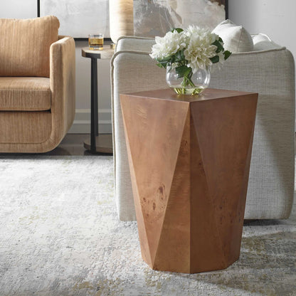 Geometric Burl Accent Table