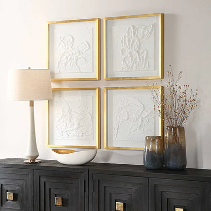 Textured Abstract Framed Prints, Set of 4
