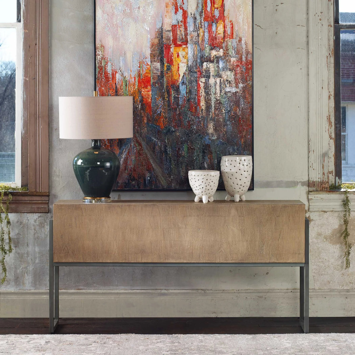 Layered Veneer Console Table