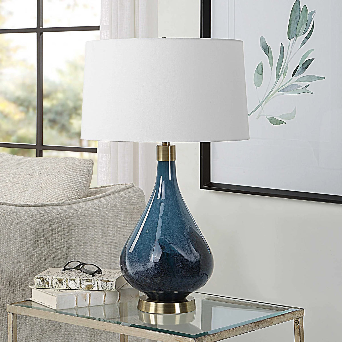Sapphire Art Glass Table Lamp