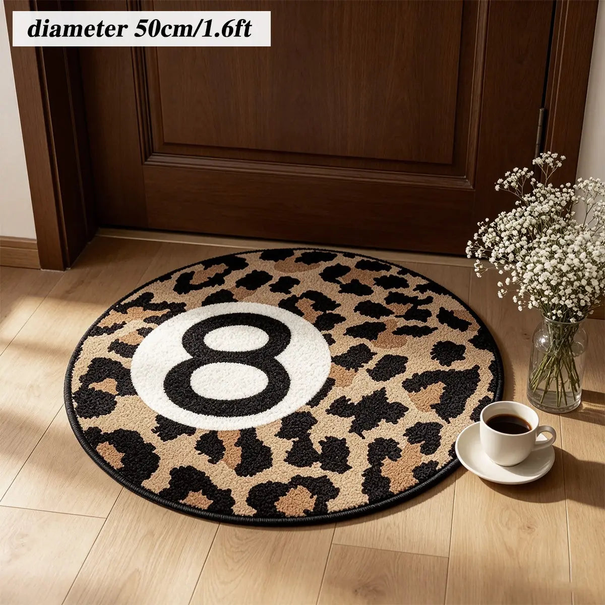Vintage Leopard Print Round Rug | Non-Slip Backing, Machine Washable | Five Sizes, 1.6ft to 4.6ft