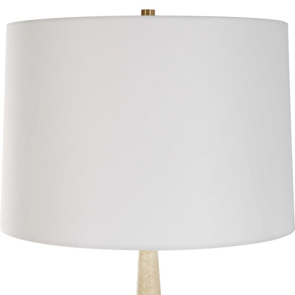 Dual Cone Travertine Table Lamp