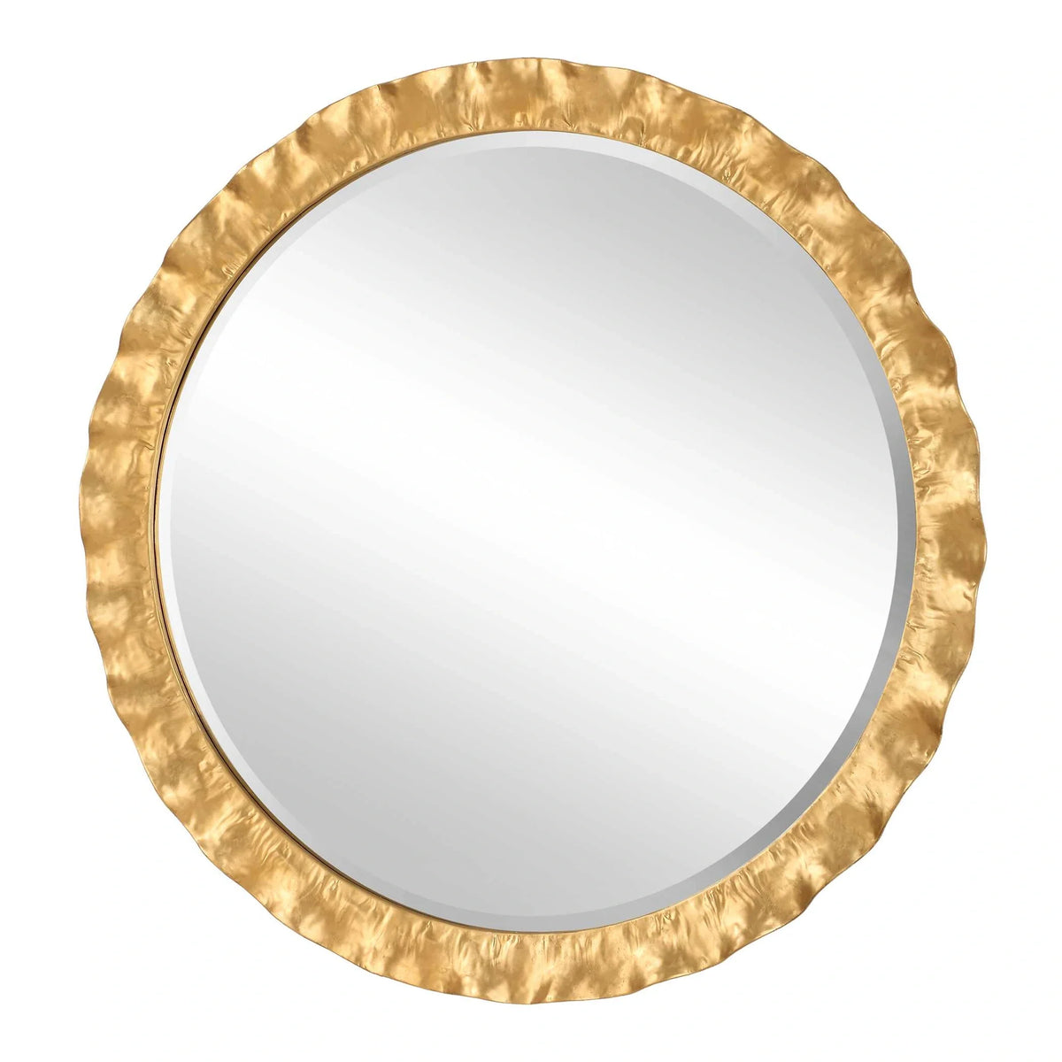 Scalloped Gold Round Mirror