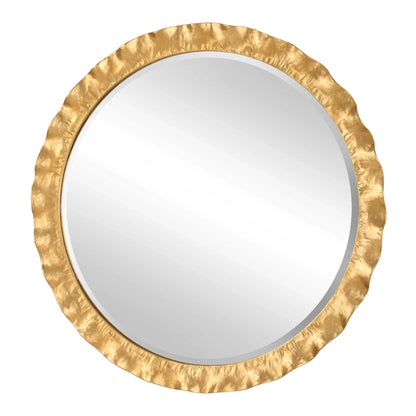 Scalloped Gold Round Mirror