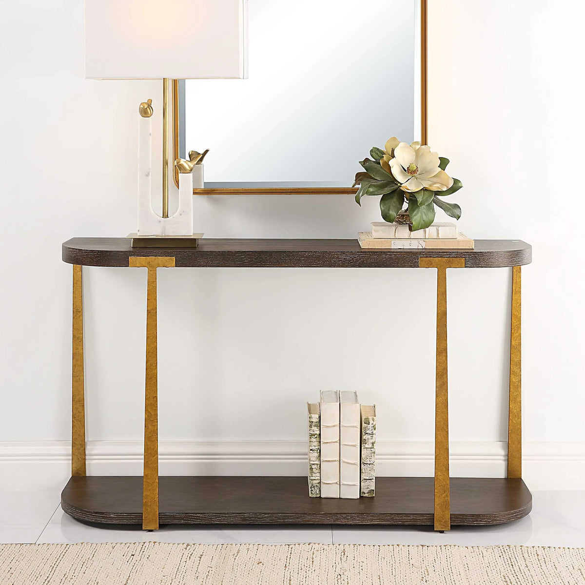 Coffee Oak Console Table