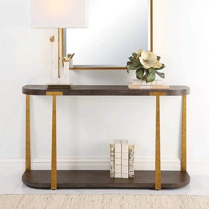 Coffee Oak Console Table