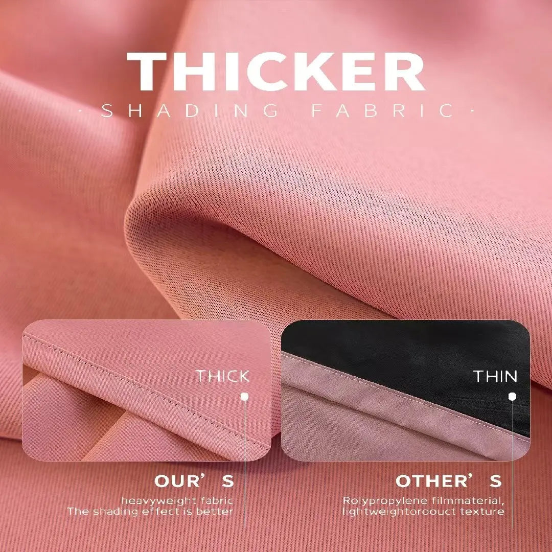 Double Layer Blackout Curtains | Thermal Insulated, Pink | Wide Size Range, Set of 2