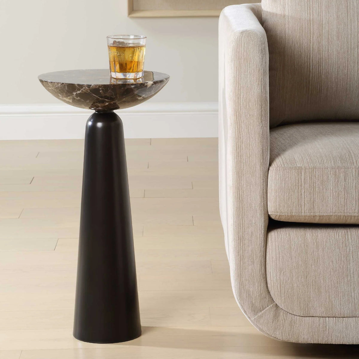 Brown Marble Accent Table