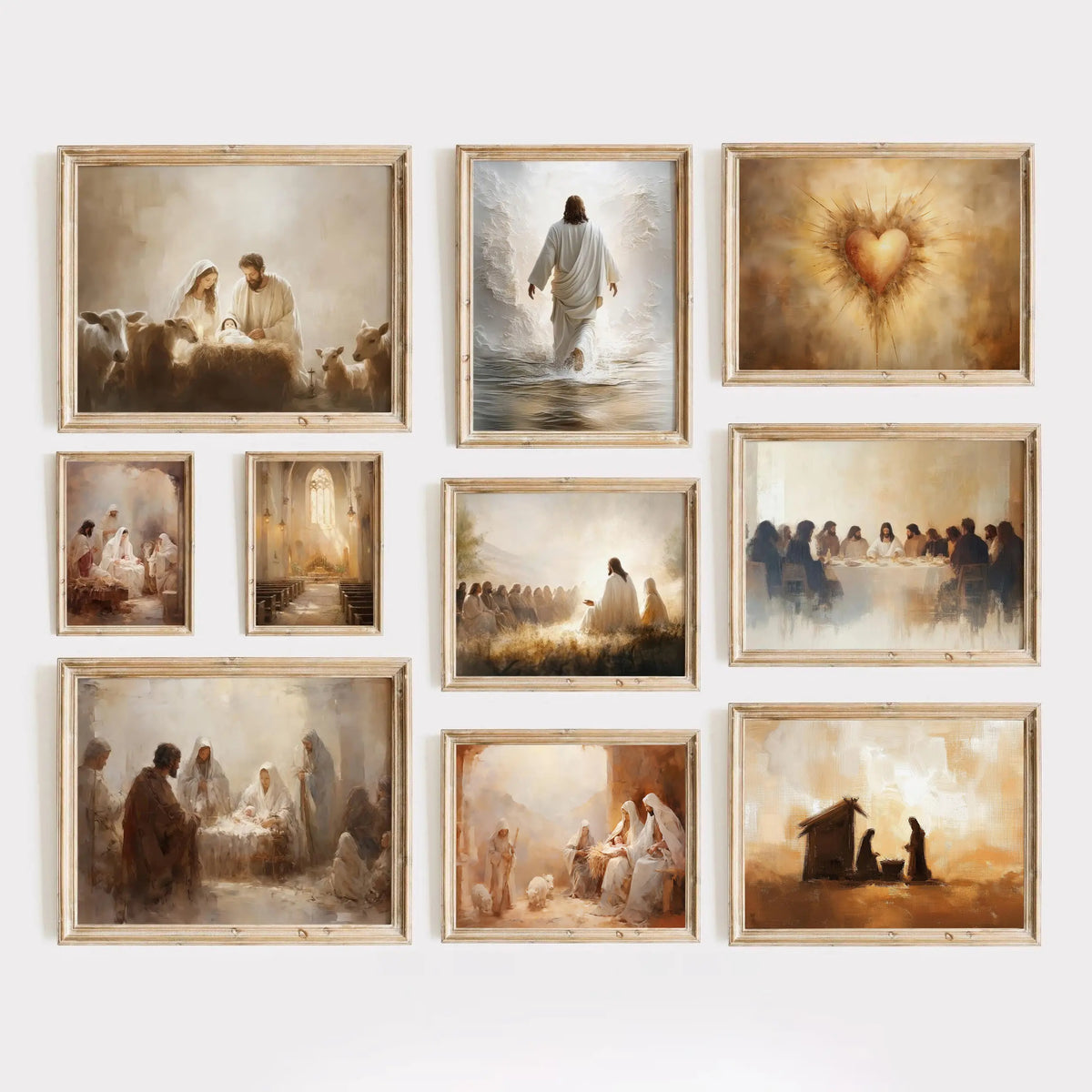 Vintage Jesus Nativity Wall Art Set