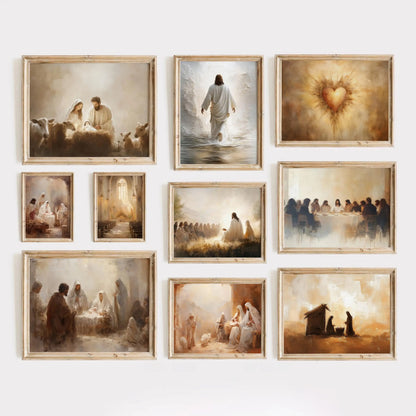 Vintage Jesus Nativity Wall Art Set