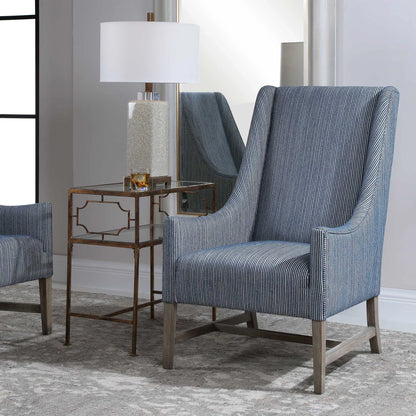 Coastal Stripe Wingback Chair