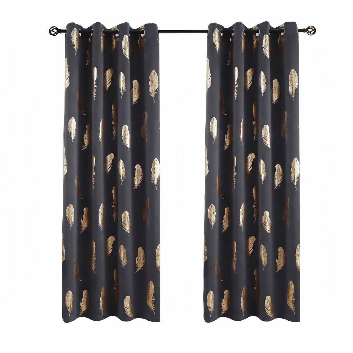 2 Panels of 52"x84" Foil Metallic Printed Grommet Blackout Curtains - Thermal Insulated Drapes for Privacy and Comfort