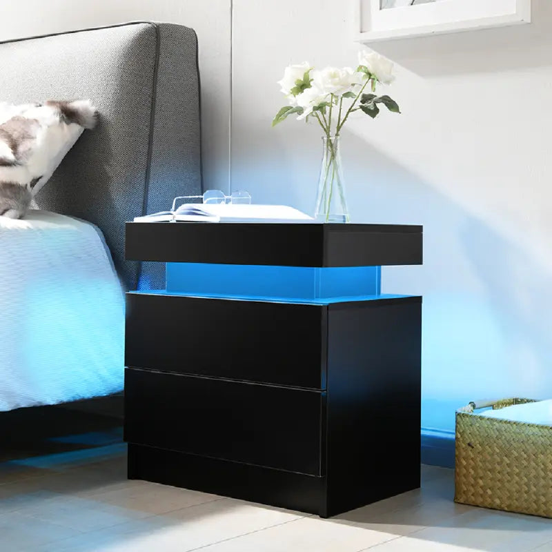 LED Nightstand with 2 Drawers