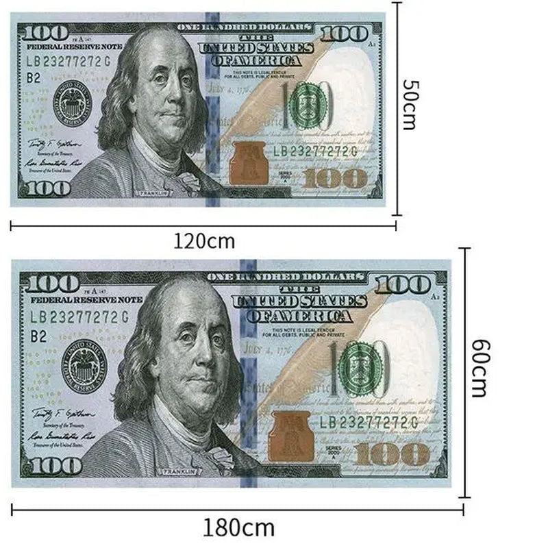Aisoon 100 Dollar Bill Print Area Rug - Durable, Non-Slip, and Stain-Resistant Indoor Decorative Rug in Two Sizes for Entryways and Bedrooms