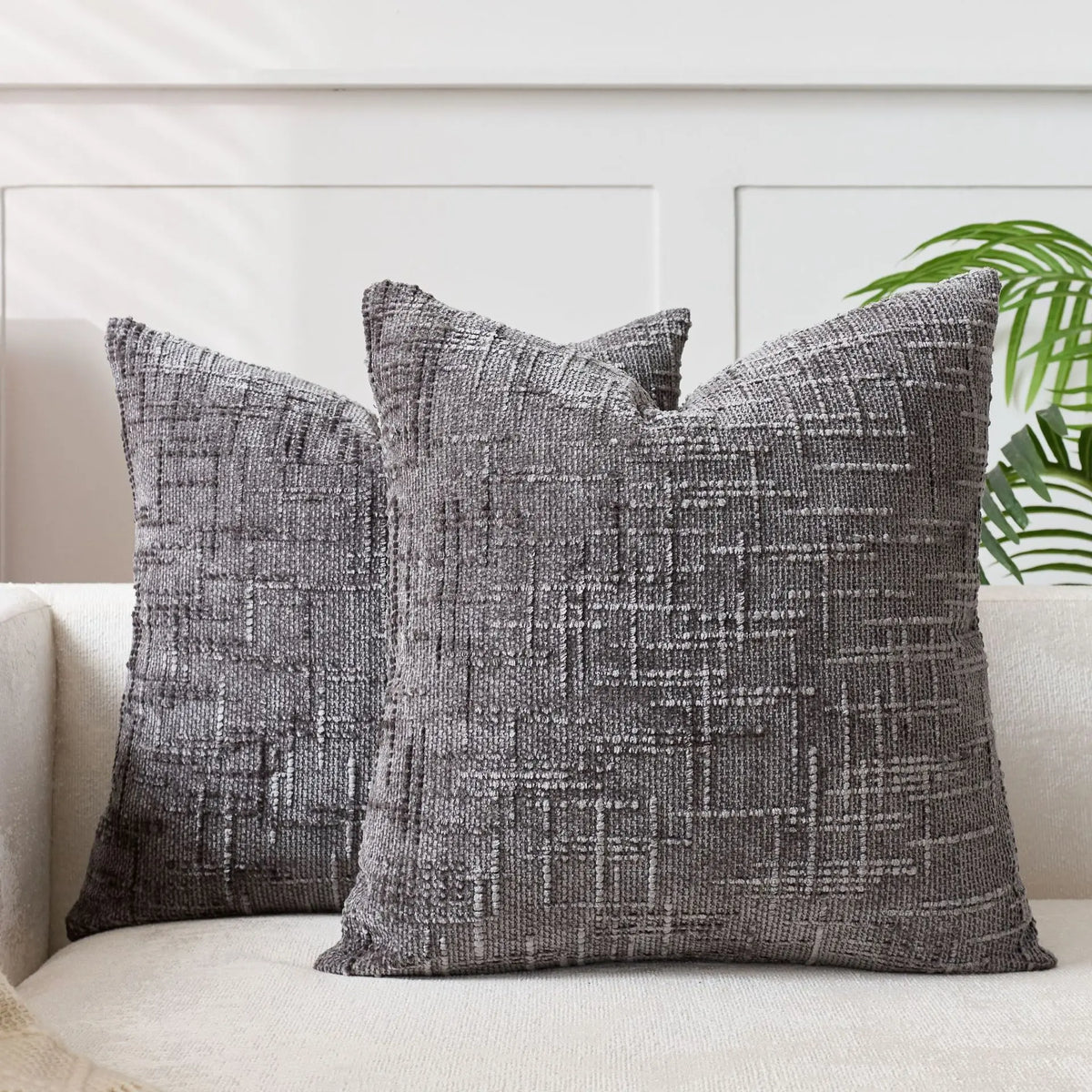 Elevate Your Home Decor with Our 18x18 Soft Chenille Cushion Covers - 2-Piece Set in Rustic Style, Perfect for Any Living Space!