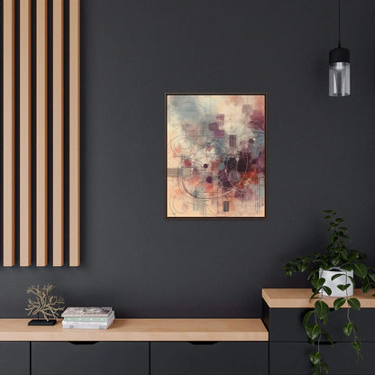 Abstract Framed Canvas Wall Art | 100% Cotton Canvas on Poplar Wood Frame, Walnut or Black | Five Vertical Sizes