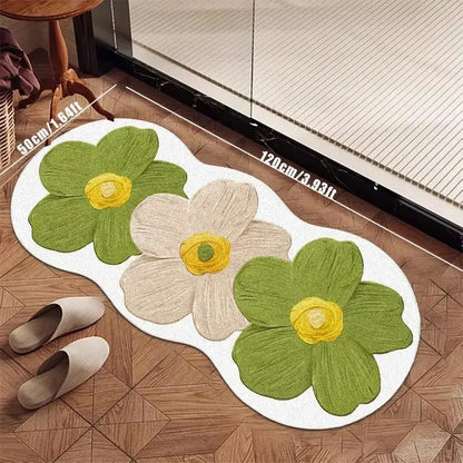 Floral Runner Rug | Thick Non-Slip Painterly Floral Mat for Hallway, Kitchen & Bedroom | 8 Colourways, 3 Lengths