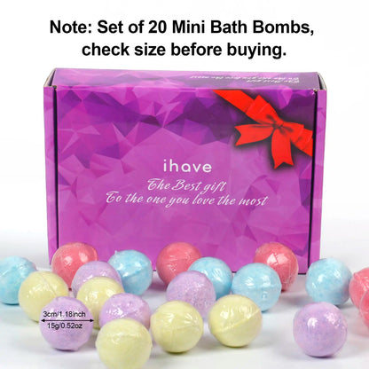 Rose-Scented Bath Bombs Gift Set - 20 Individually Wrapped Self-Care Delights for Relaxation and Skin Nourishment