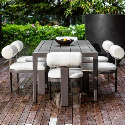 White Bolster Back Outdoor Dining Chair