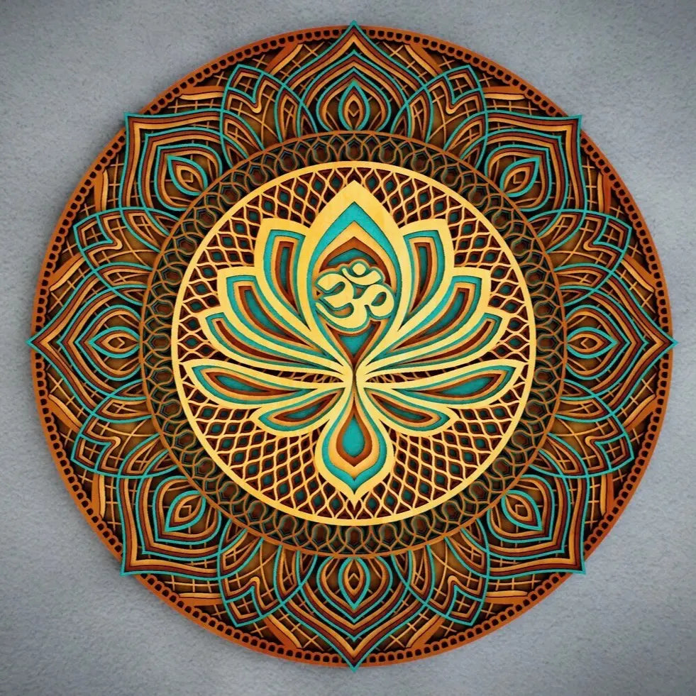 Large Lotus Flower Mandala Wood Wall Art - 22x22 inches, 9 Layers of Serenity