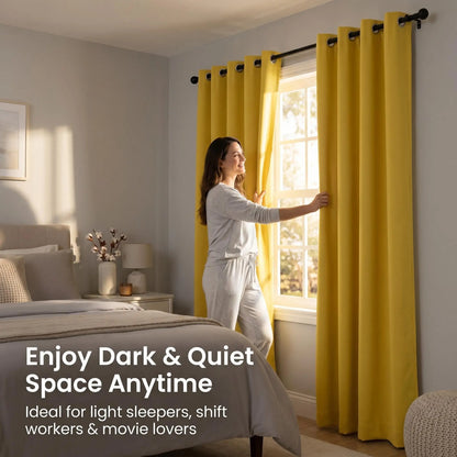 2-Panel Grommet Blackout Curtains - 52"x84" Thermal Insulated Drapes for Light Control and Noise Reduction