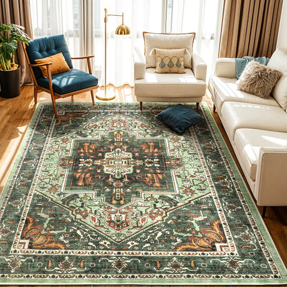 Neutral Vintage Washable Area Rug | Non-Slip, Machine Washable | Sizes 2×3 to 8×10