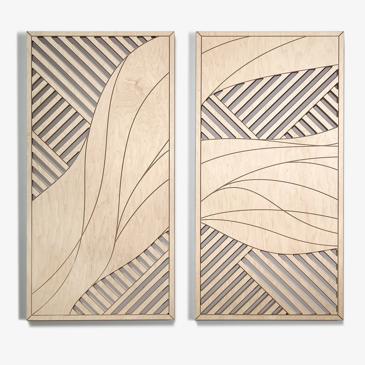 Flowing Waves Wood Wall Art Set – 44" x 22" Modern Minimalist Panels for Nature-Inspired Elegance