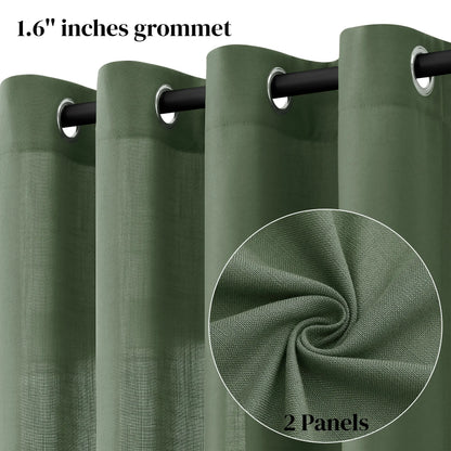 Jowels Semi-Sheer Linen Grommet Curtains - 2-Pack Drapes for Light Filtering Privacy in Any Room