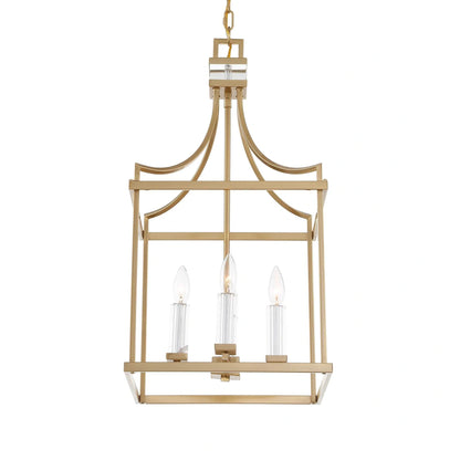 4 Light Brass Lantern Pendant