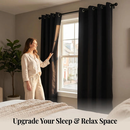 2-Panel 52"x84" Grommet Blackout Curtains - Thermal Insulated, Noise Reducing Drapes for Comfort in Your Bedroom or Living Room