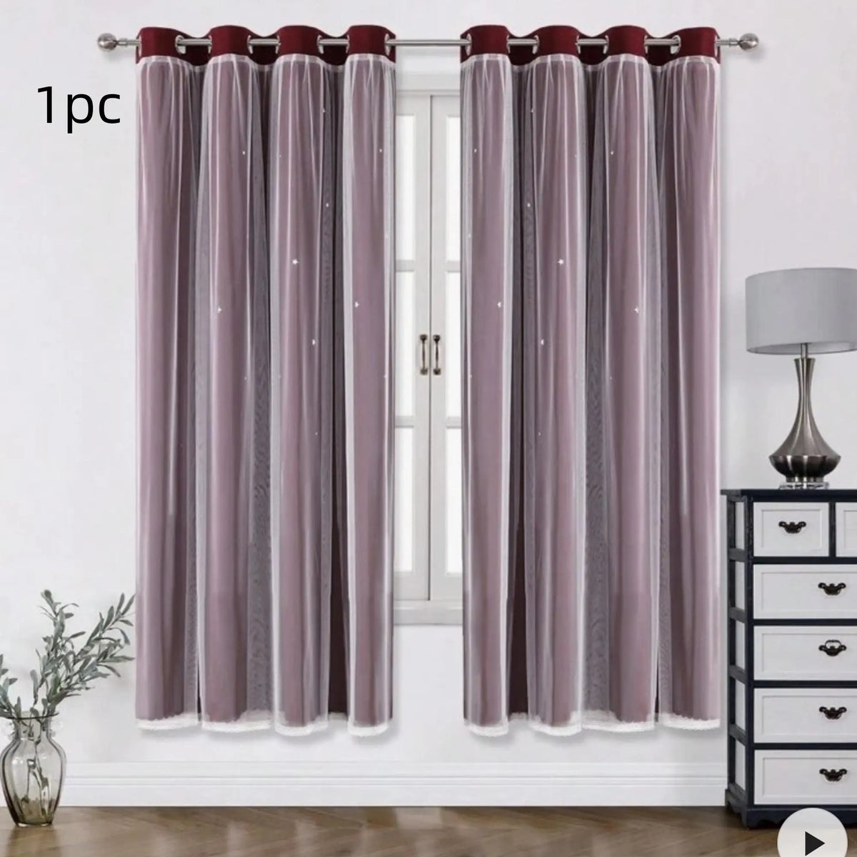 Solid Colour Double Layer Curtains | Light Filtering, Thermal Insulated | Wide Size Range 39" to 118"