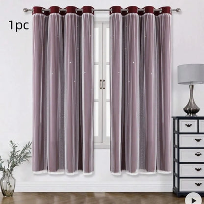 Solid Colour Double Layer Curtains | Light Filtering, Thermal Insulated | Wide Size Range 39" to 118"