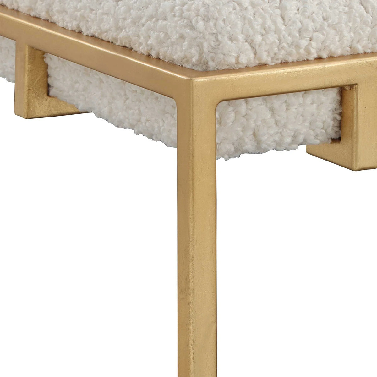 Small Gold & Shearling Bench