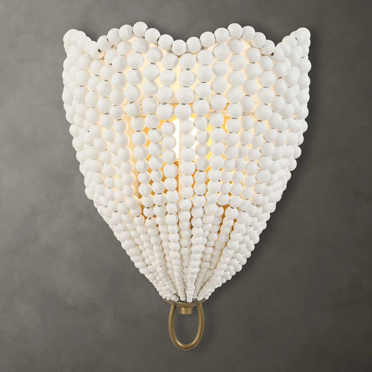 1 Light White Beaded Sconce