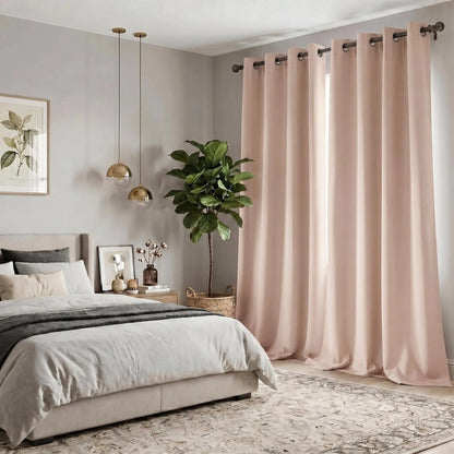 Luxurious 2-Panel Grommet Blackout Curtains - 52"x84" Thermal Insulated Drapes for Ultimate Light Control and Noise Reduction - Perfect for Your Bedroom and Living Room!