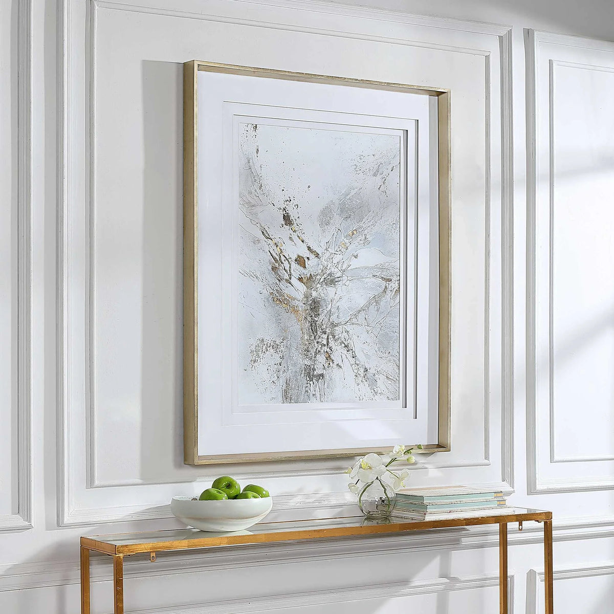 Neutral Gold Leaf Abstract Print