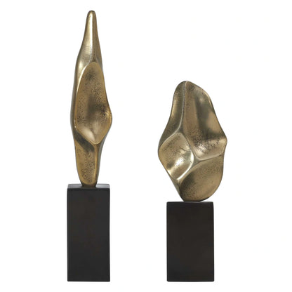 Fluid Gold Sculptures, Set of 2