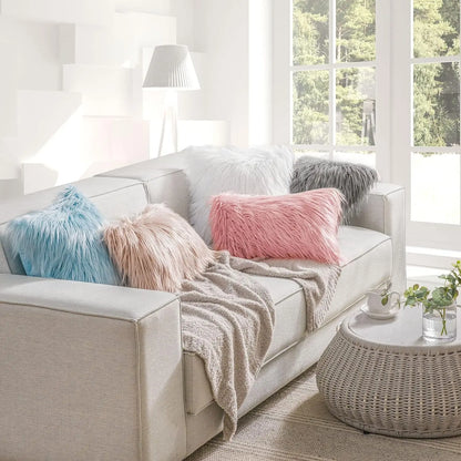 Pack of 2 Faux Fur Throw Pillow Covers - 18X18 Inch, Soft Polyester, Top Grade Materials, Machine Washable, Perfect for All Seasons