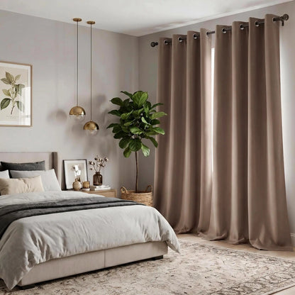 Luxurious 2-Panel Grommet Blackout Curtains - 52"x84" Thermal Insulated Drapes for Ultimate Light Control and Noise Reduction - Perfect for Your Bedroom and Living Room!