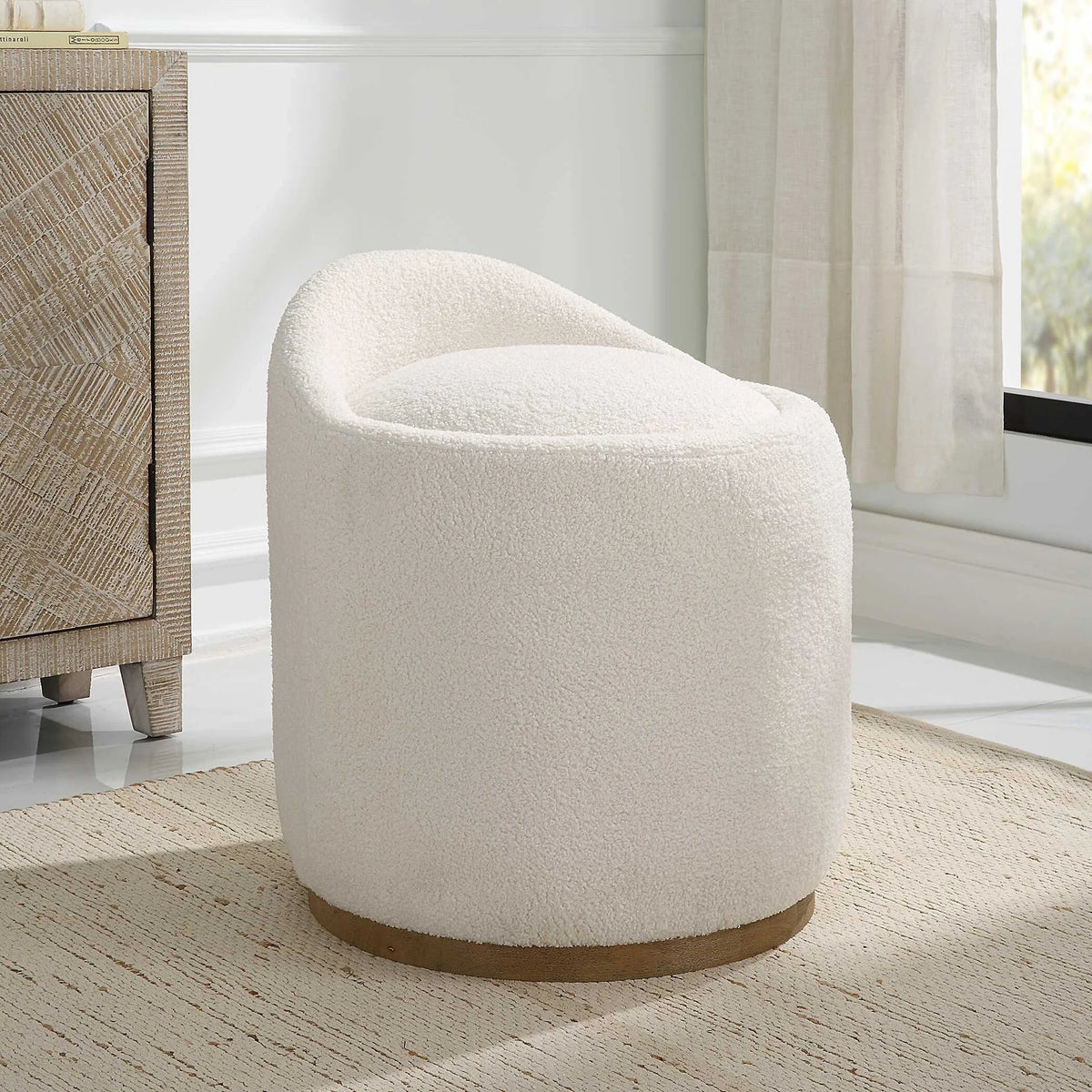 Swivel Sheepskin Ottoman