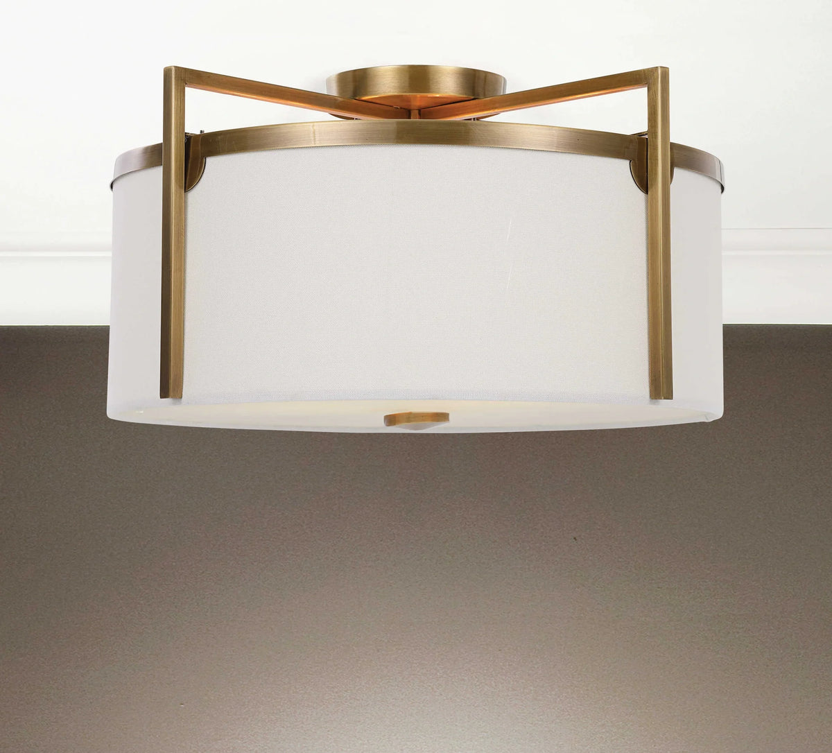Brass 3 Light Semi Flush