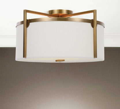 Brass 3 Light Semi Flush