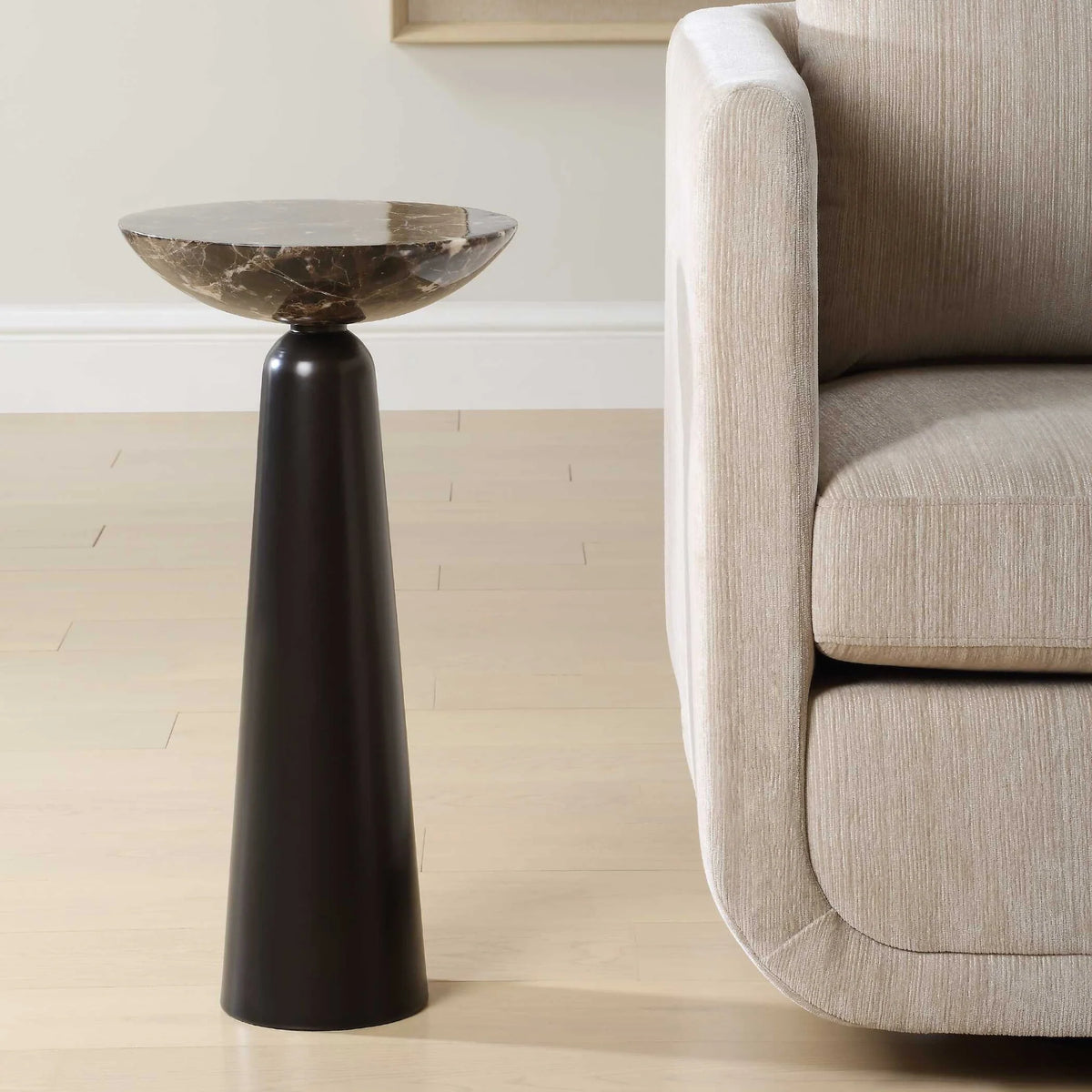 Brown Marble Accent Table