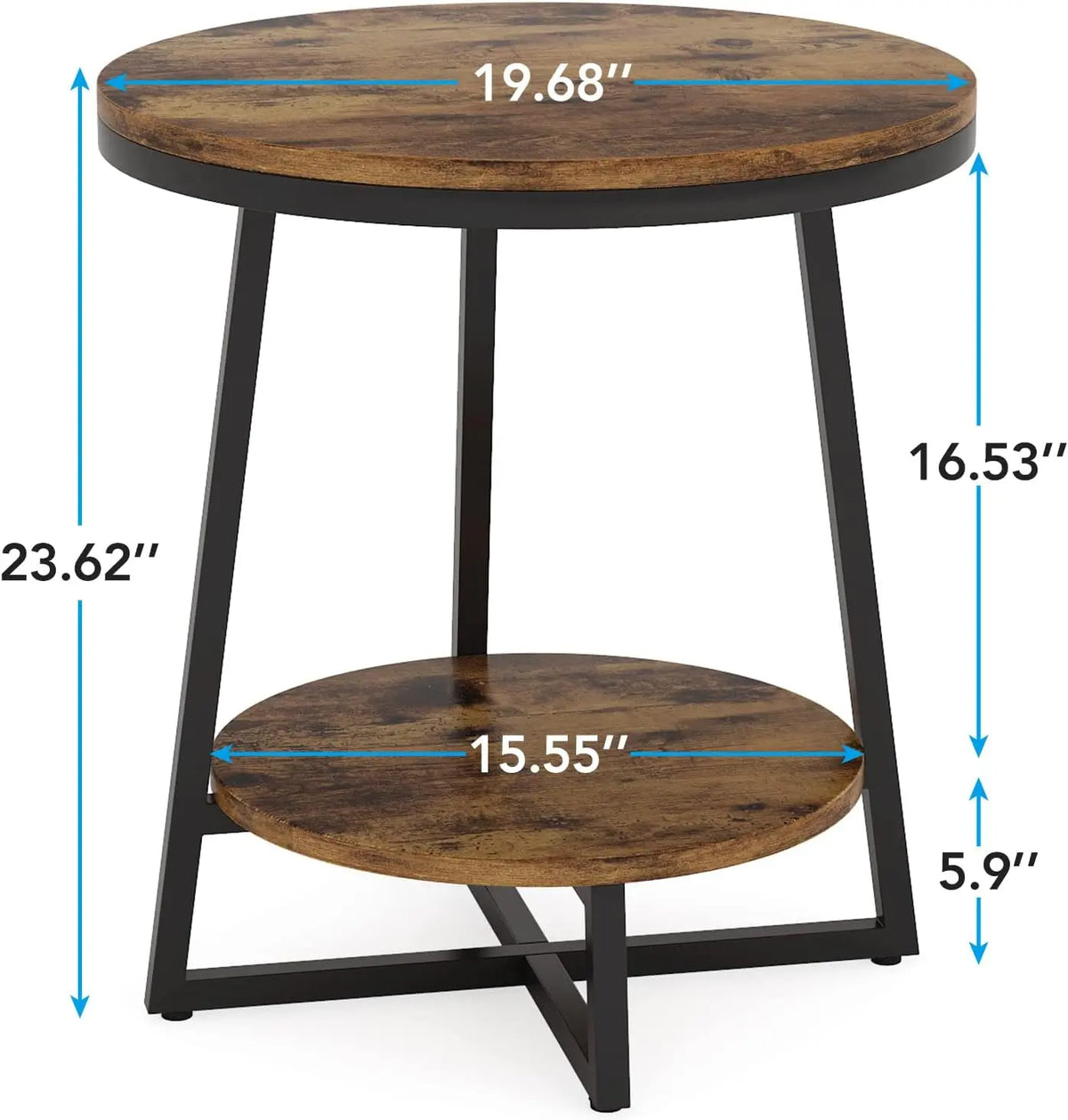 Tribesigns 2-Tier Round End Table with Storage Shelf